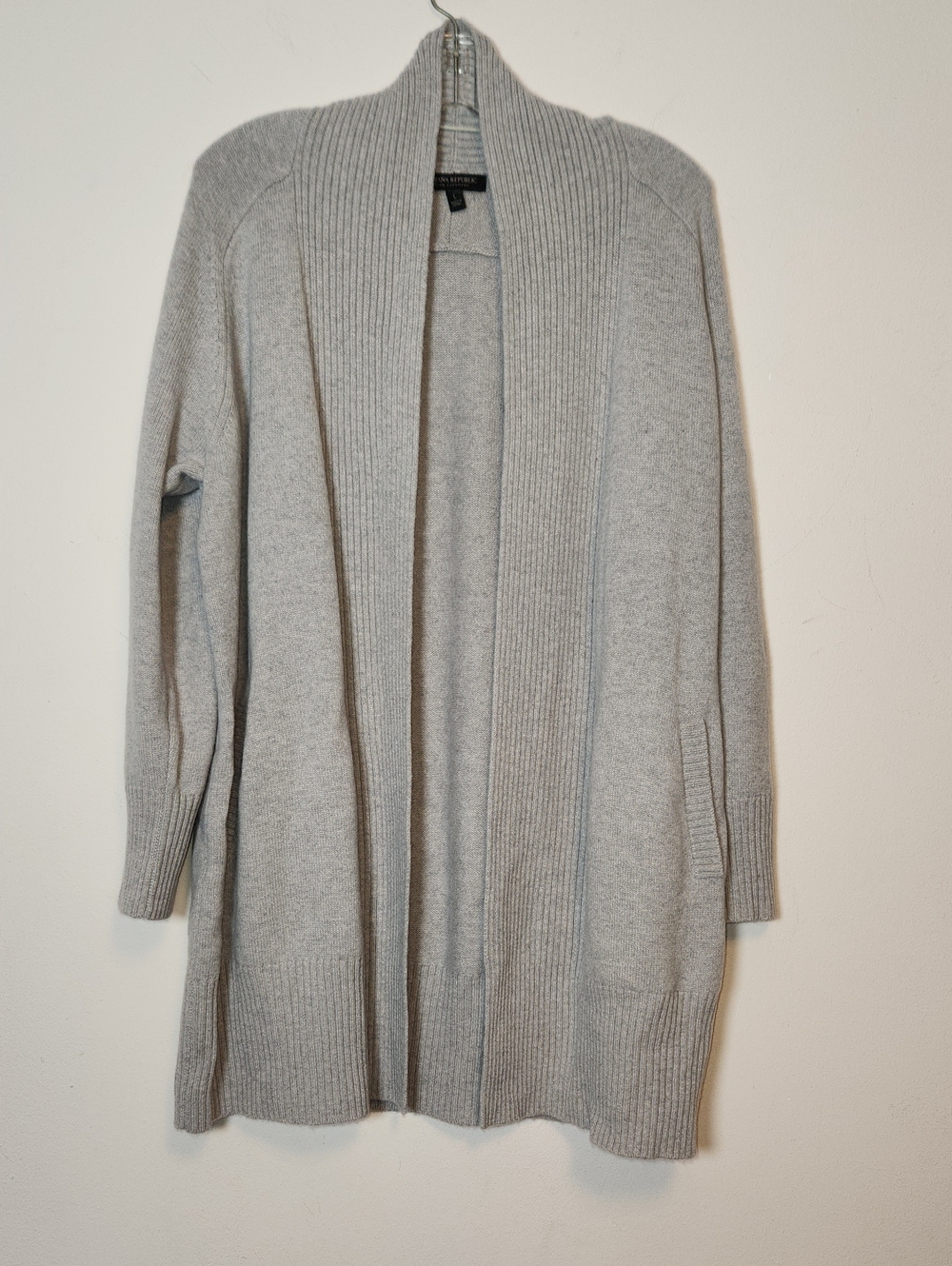 Banana Republic Lelia  Women's Open-Front Gray Cashmere Cardigan  Sweater L